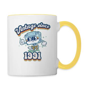 Vintage Depuis 1991 Classique 34ème Anniversaire Rétro - Mug contrasté - blanc/jaune - Droite