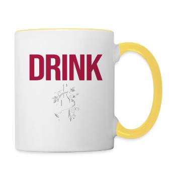 New Year's resolution: Drink more wine, wine goals - Contrasting Mug - white/yellow - Right