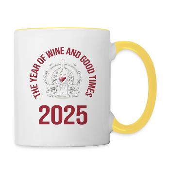 L’année du vin et des bons temps, amateurs de vin - Mug contrasté - blanc/jaune - Droite