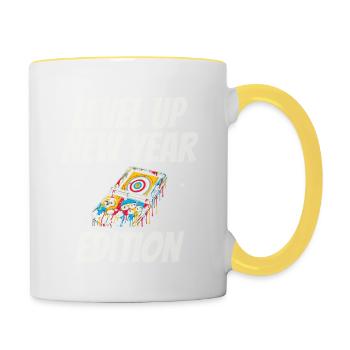 Level Up New Year's Edition, Gaming Progress, New Year - Contrasting Mug - white/yellow - Right
