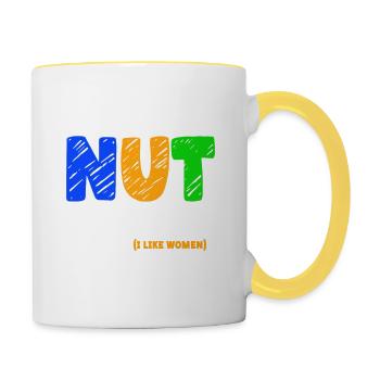 I have a nut allergy funny saying for - Contrasting Mug - white/yellow - Right