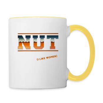 I have a nut allergy funny saying for - Contrasting Mug - white/yellow - Right