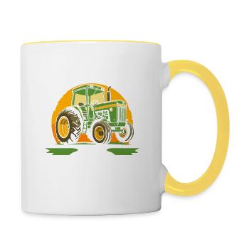 Ich Werde In Meinem Büro Sein Traktorfahrer - Tasse zweifarbig - Weiß/Gelb - Rechts