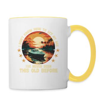 I don't know how to be at my age - Contrasting Mug - white/yellow - Right