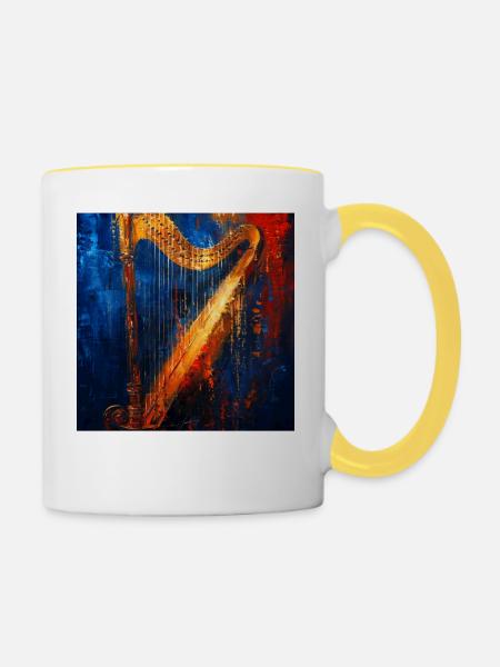 Harfe - Tasse zweifarbig - Weiß/Gelb