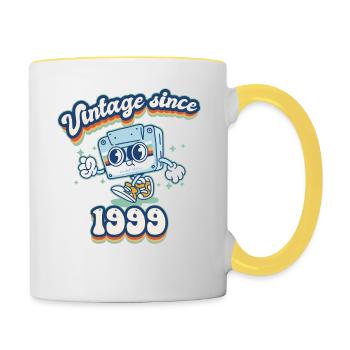 Vintage Depuis 1999 Classique 26ème Anniversaire Rétro - Mug contrasté - blanc/jaune - Droite