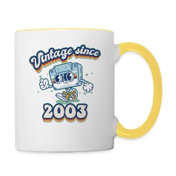 Vintage 2003 Cassette Cassette Rétro 22e anniversaire - Mug contrasté - blanc/jaune - Droite