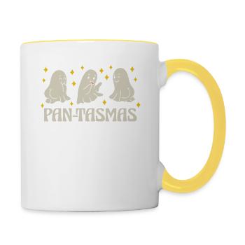 Pan-Tasmas Geister mit Kaffee und Blume - Tasse zweifarbig - Weiß/Gelb - Rechts