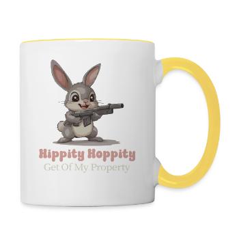 Hippity Hoppity Get Off My Property Funny - Contrasting Mug - white/yellow - Right