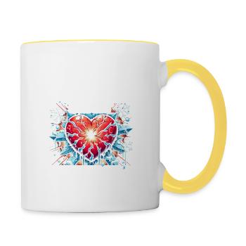 Frostig draußen, aber mein Herz ganz warm mit dir - Tasse zweifarbig - Weiß/Gelb - Rechts