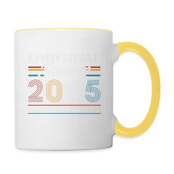 20 Years Birthday Gift Born In January 2005 - Contrasting Mug - white/yellow - Right