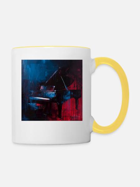 Klavier - Tasse zweifarbig - Weiß/Gelb