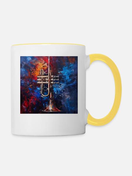 Trompete - Tasse zweifarbig - Weiß/Gelb