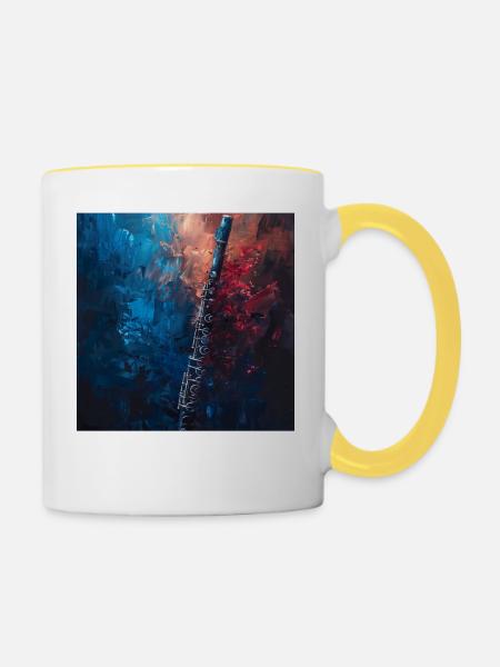 Flöte - Tasse zweifarbig - Weiß/Gelb