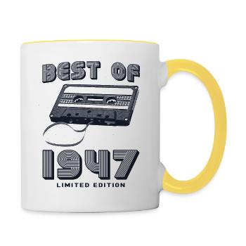Retro Best of 1947 Mixtape Vintage 78. Geburtstag - Tasse zweifarbig - Weiß/Gelb - Rechts