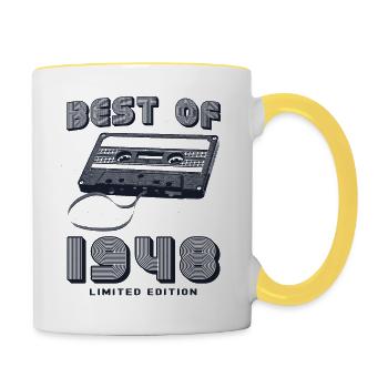 Das Beste aus 1948 Retro Vintage 77. Geburtstag Mixtape - Tasse zweifarbig - Weiß/Gelb - Rechts