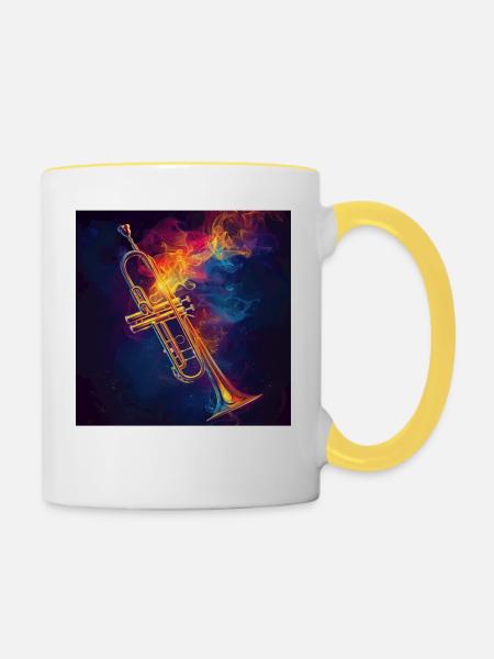 Trompete - Tasse zweifarbig - Weiß/Gelb