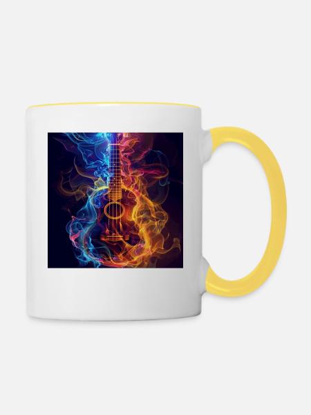 Ukulele - Tasse zweifarbig - Weiß/Gelb