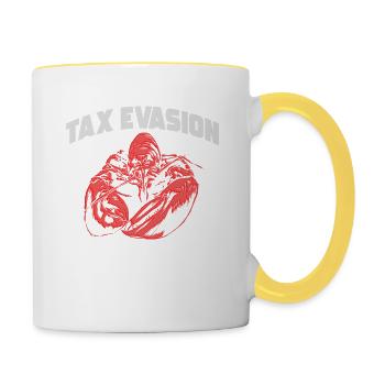 Évasion fiscale Monstre Humour Drôle Satire - Mug contrasté - blanc/jaune - Droite