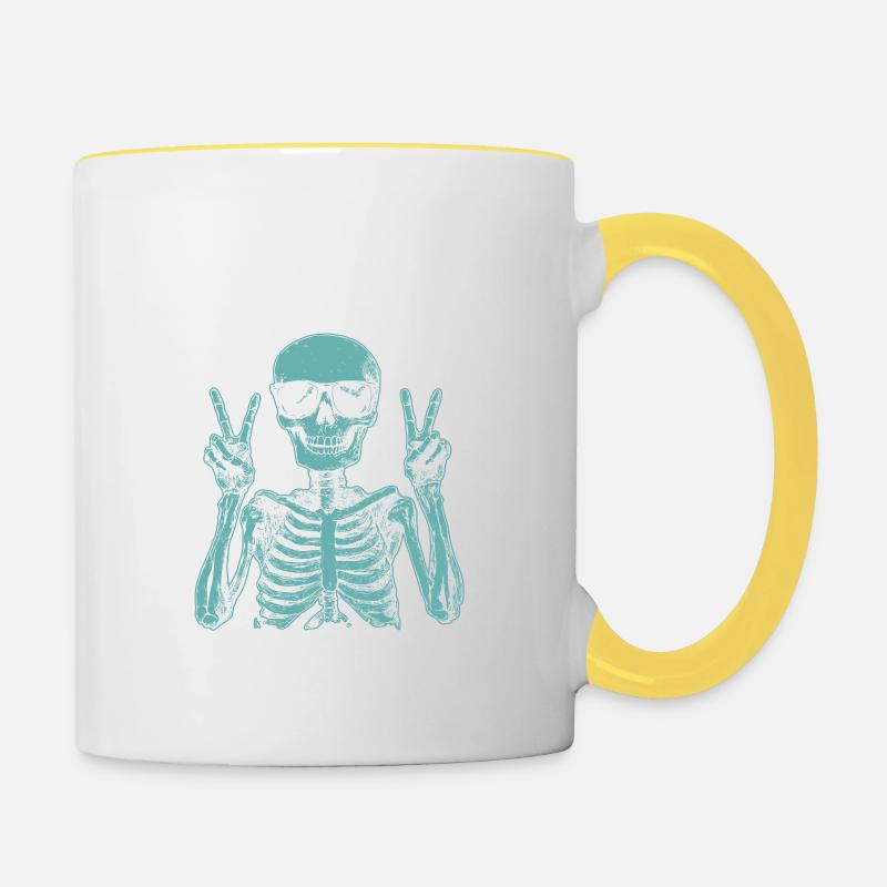 Au moins, mon traumatisme s’est moqué de moi - Mug contrasté - blanc/jaune