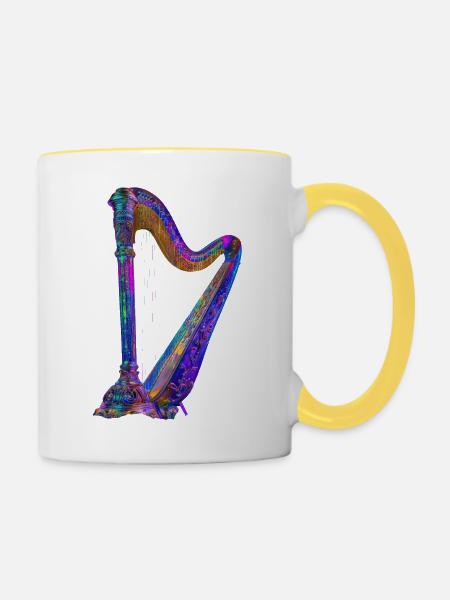Harfe - Tasse zweifarbig - Weiß/Gelb