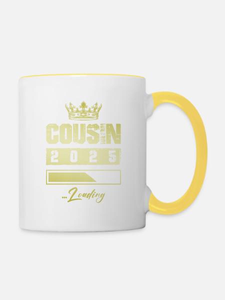 Cousin 2025 Loading - Tasse zweifarbig - Weiß/Gelb