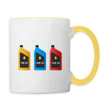 Lustige Essential Oils Illustration für - Tasse zweifarbig - Weiß/Gelb - Rechts