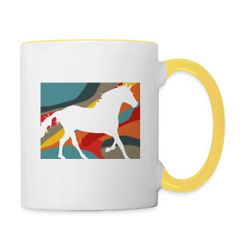 Vivez comme si quelqu’un avait laissé la porte ouverte Cheval - Mug contrasté - blanc/jaune - Droite