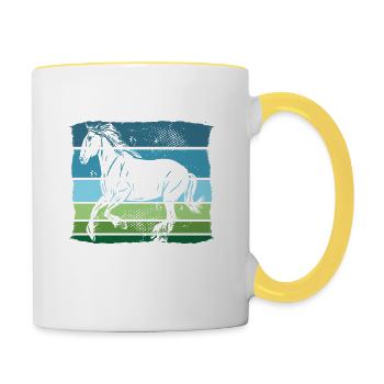 Vivez comme si quelqu’un avait laissé la porte ouverte Cheval - Mug contrasté - blanc/jaune - Droite