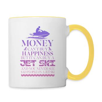 Money can't buy happiness but a jet can - Contrasting Mug - white/yellow - Right