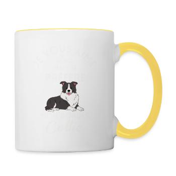 je vous aime bien je préfère mon border collie - Mug contrasté - blanc/jaune - Droite