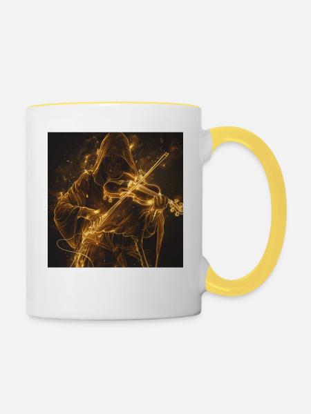 Violine - Tasse zweifarbig - Weiß/Gelb