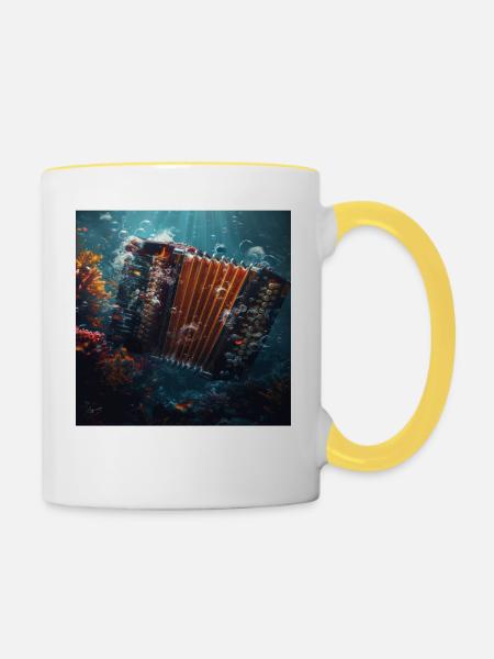 Akkordeon - Tasse zweifarbig - Weiß/Gelb