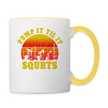Pump It Til It Squirts - Oil Drilling Silhouette Before - Contrasting Mug - white/yellow - Right