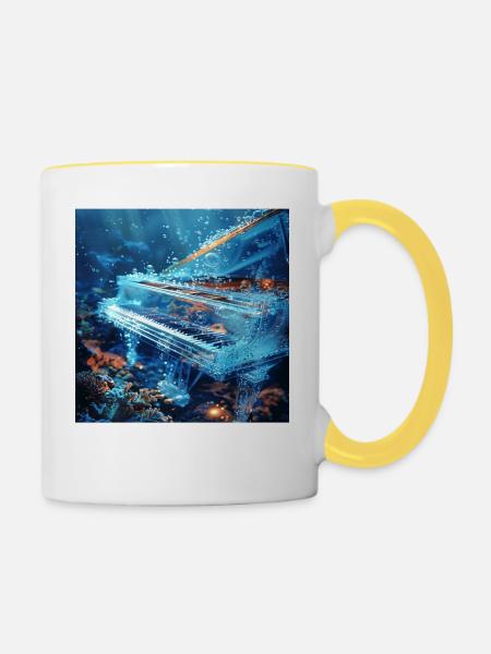 Klavier - Tasse zweifarbig - Weiß/Gelb