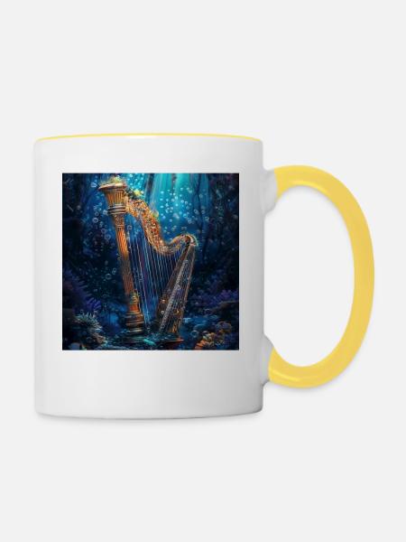 Harfe - Tasse zweifarbig - Weiß/Gelb