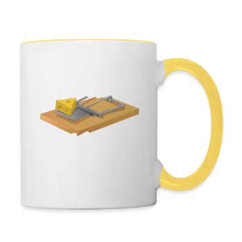 Oh Snap Lustiger Cartoon Stil Mit Mausefalle - Tasse zweifarbig - Weiß/Gelb - Rechts