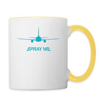Don’t Spray Me Bro Avion Humour Chemtrail - Mug contrasté - blanc/jaune - Droite