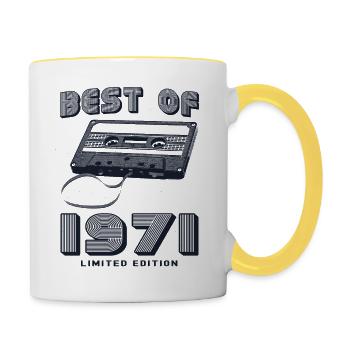 Klassisches Best of 1971 Retro 54. Geburtstag Kassette - Tasse zweifarbig - Weiß/Gelb - Rechts