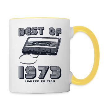 Retro Best of 1973 Mixtape Vintage 52. Geburtstag - Tasse zweifarbig - Weiß/Gelb - Rechts