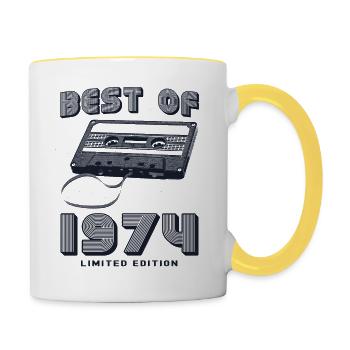 Das Beste aus 1974 Retro Mixtape Vintage 51. Geburtstag - Tasse zweifarbig - Weiß/Gelb - Rechts