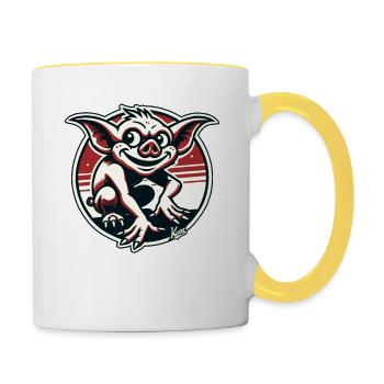 Mon chéri le Cochon Gobelin - Mug contrasté - blanc/jaune - Droite