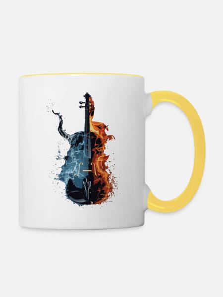 Violine - Tasse zweifarbig - Weiß/Gelb