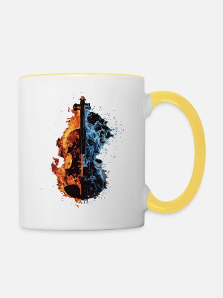 Violine - Tasse zweifarbig - Weiß/Gelb