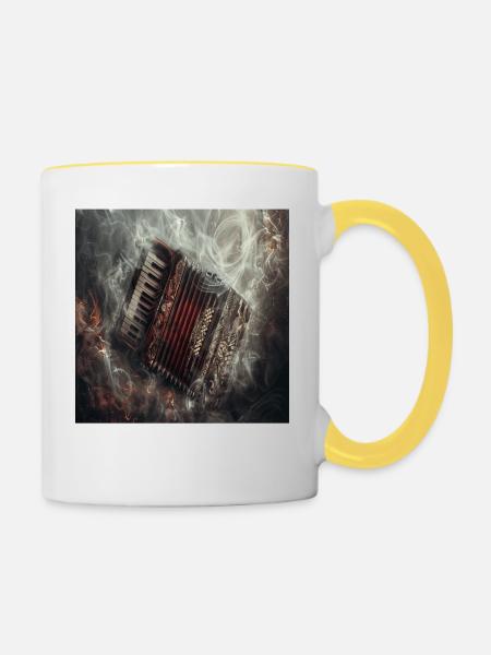 Akkordeon - Tasse zweifarbig - Weiß/Gelb