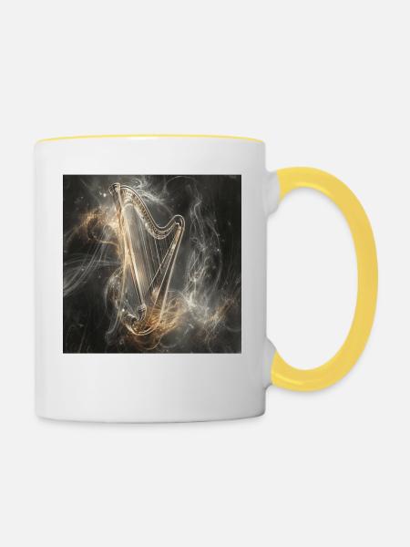 Harfe - Tasse zweifarbig - Weiß/Gelb