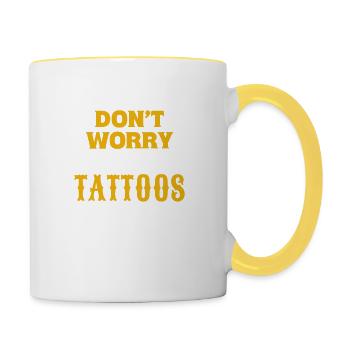 Don't Worry My Tattoos Don't Like You Either – - Contrasting Mug - white/yellow - Right