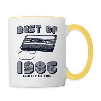 Born in 1986 Retro 39th Birthday Celebration - Contrasting Mug - white/yellow - Right
