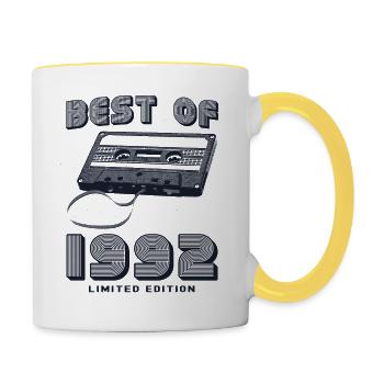 Retro 1992 Stil 33. Geburtstag Feier Design - Tasse zweifarbig - Weiß/Gelb - Rechts
