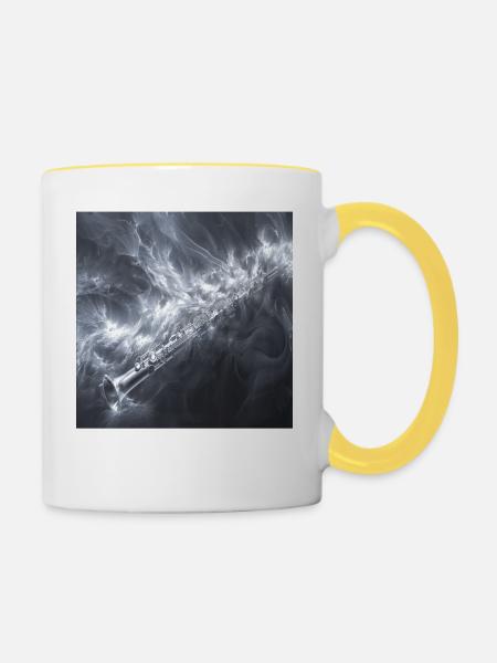 Querflöte - Tasse zweifarbig - Weiß/Gelb